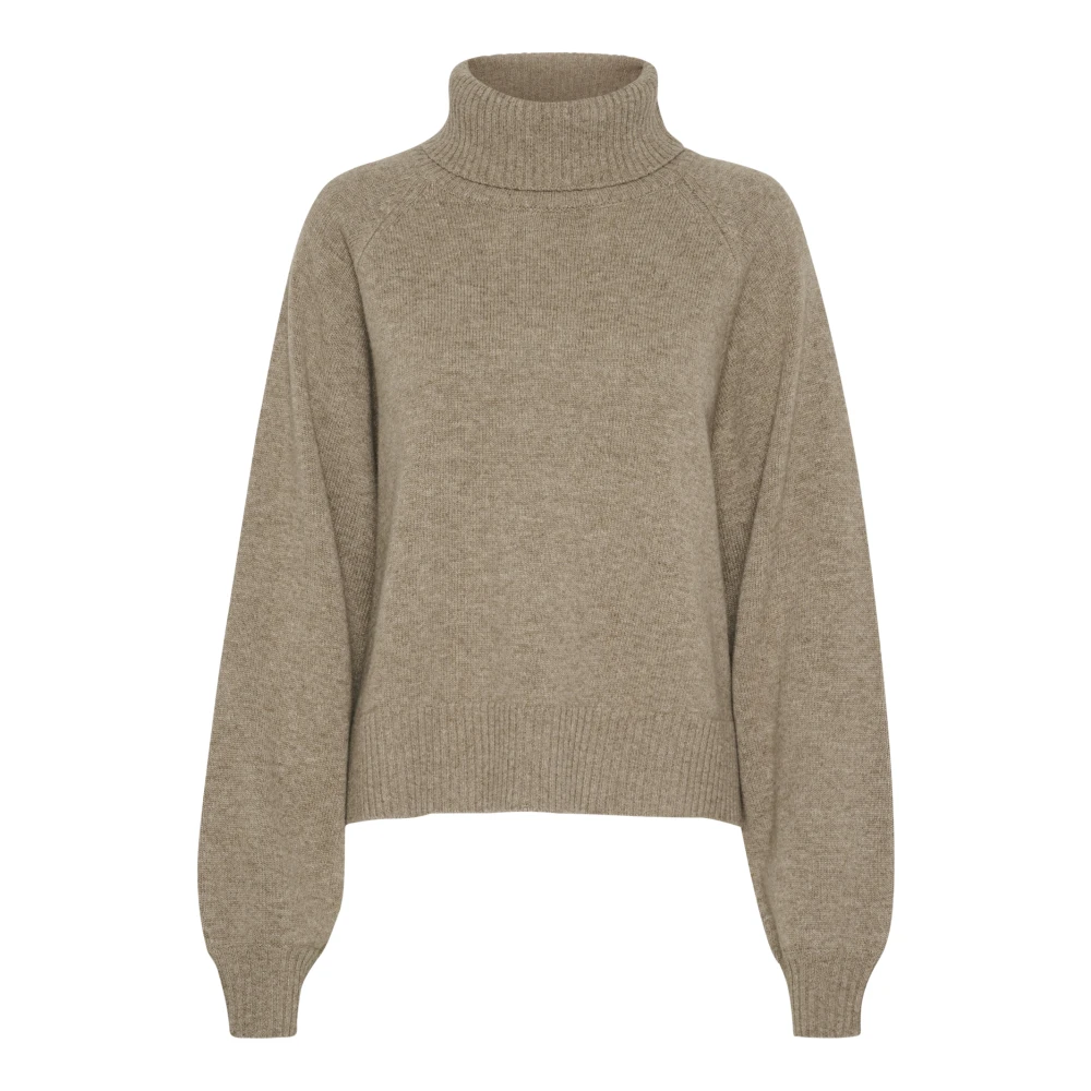 Gestuz Women's Beige Short Pullover With High Neck - Turtlenecks - Xl - Knitwear