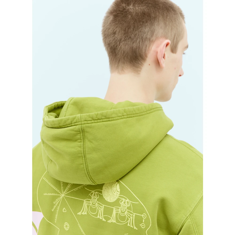 Brain Dead Vuur Hoodie Katoen Fleece Green Heren