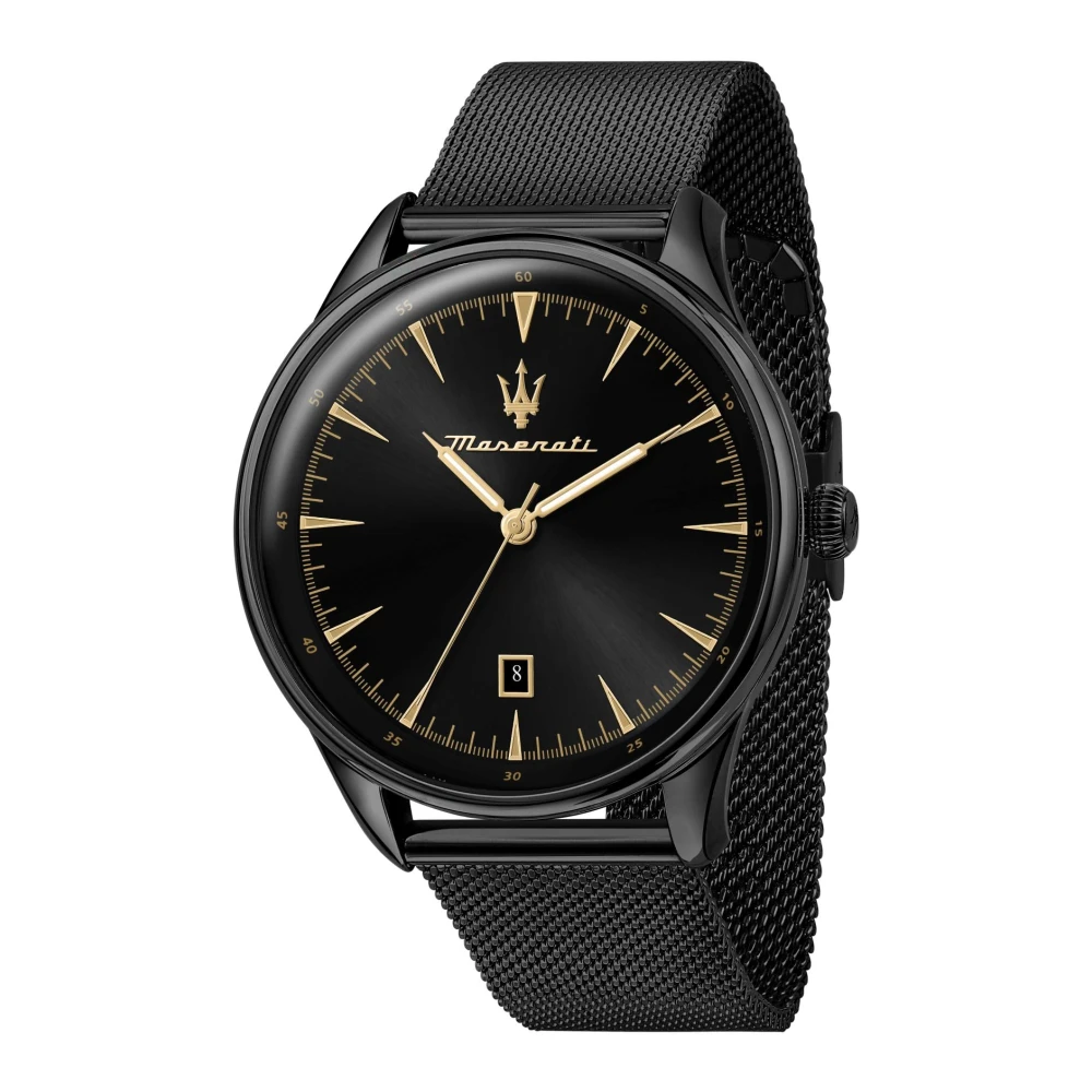Maserati Men's Black Tradizione Mesh Date Watch Stainless Steel