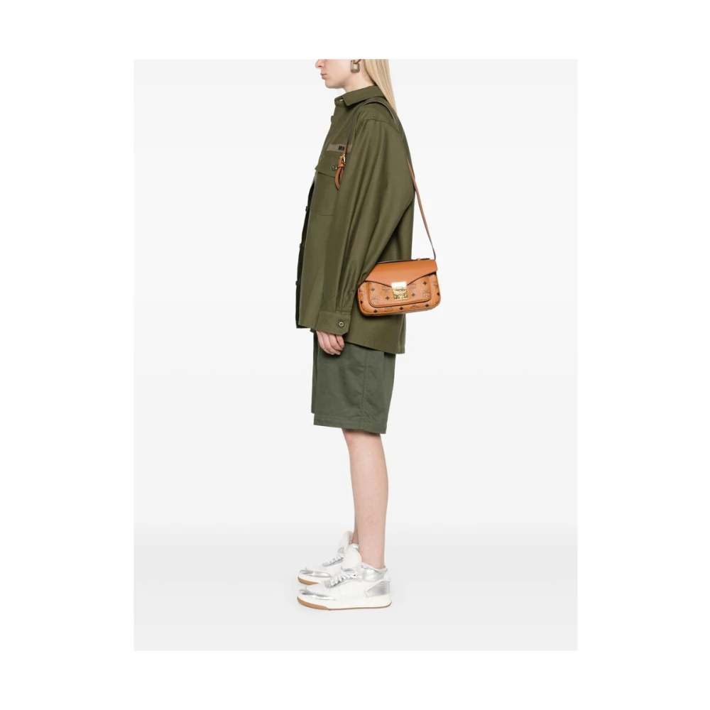 MCM Cognac Bruine Schoudertas met Push-Lock Brown Dames