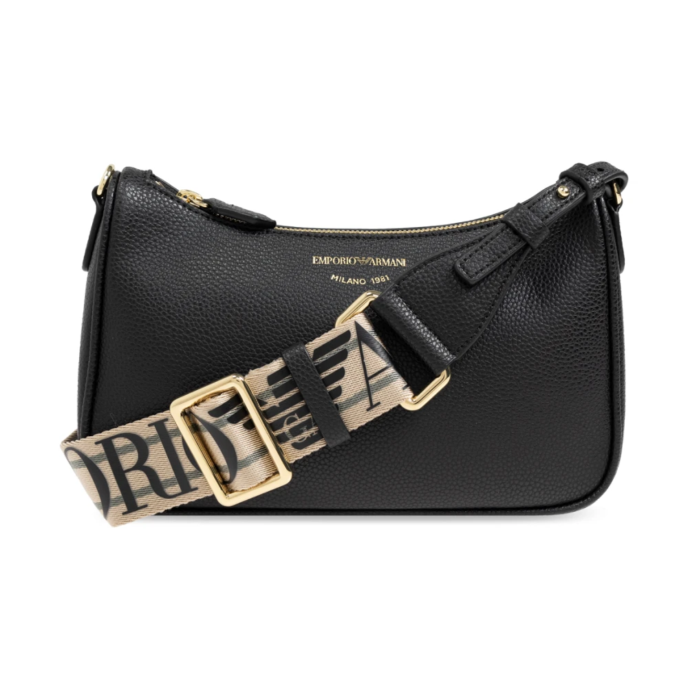 Emporio Armani Black Shoulder Bags, Female, One Size, Shoulder Bag With Printed Logo