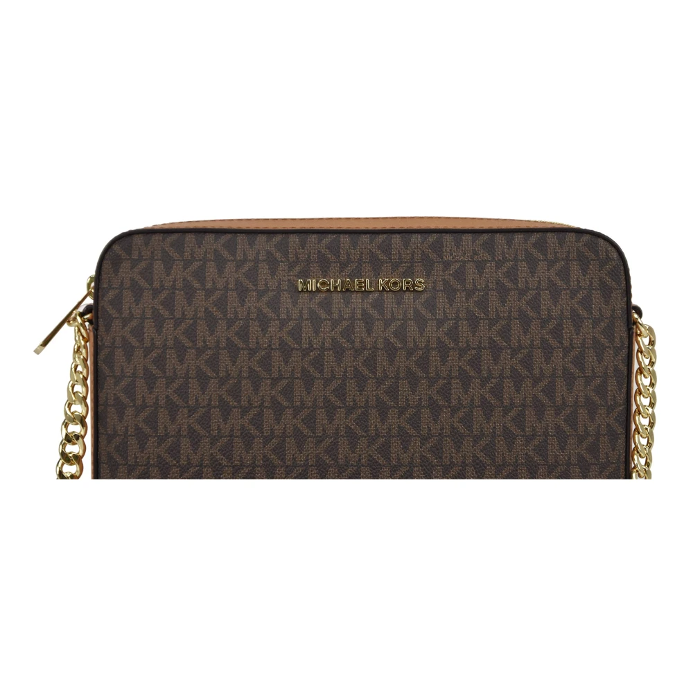Michael Kors Bruine leren schoudertas met gouden accenten Brown Dames