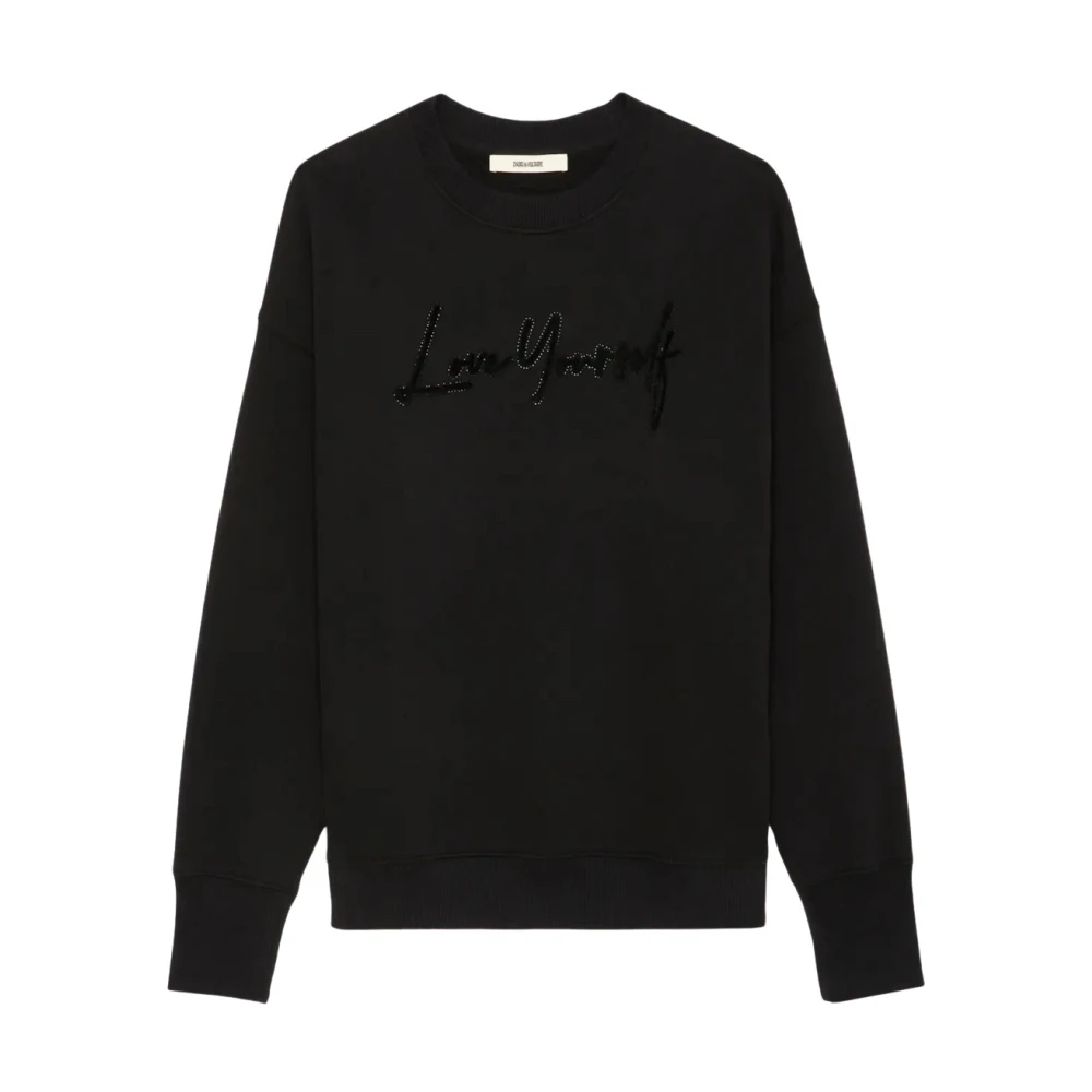 Zadig & Voltaire Zwarte Oversize Love Yourself Sweatshirt met Strass Black Dames
