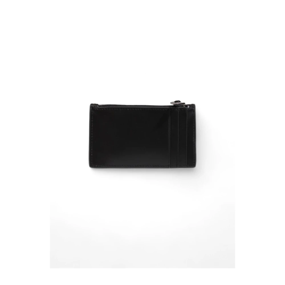 Calvin Klein Zwarte Leren Kaarthouder Ritsportemonnee Black Heren