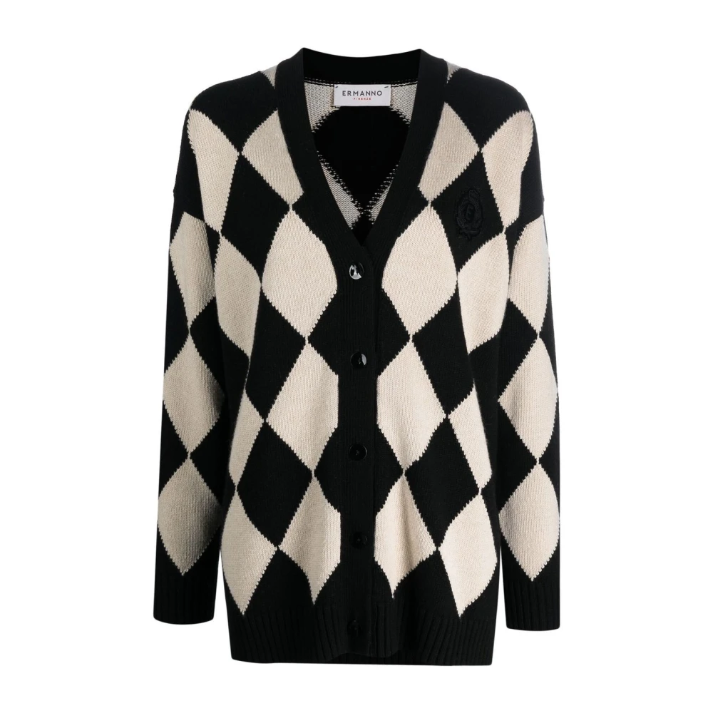 Ermanno Scervino Argyle Stickad Kofta Tröja Multicolor, Dam