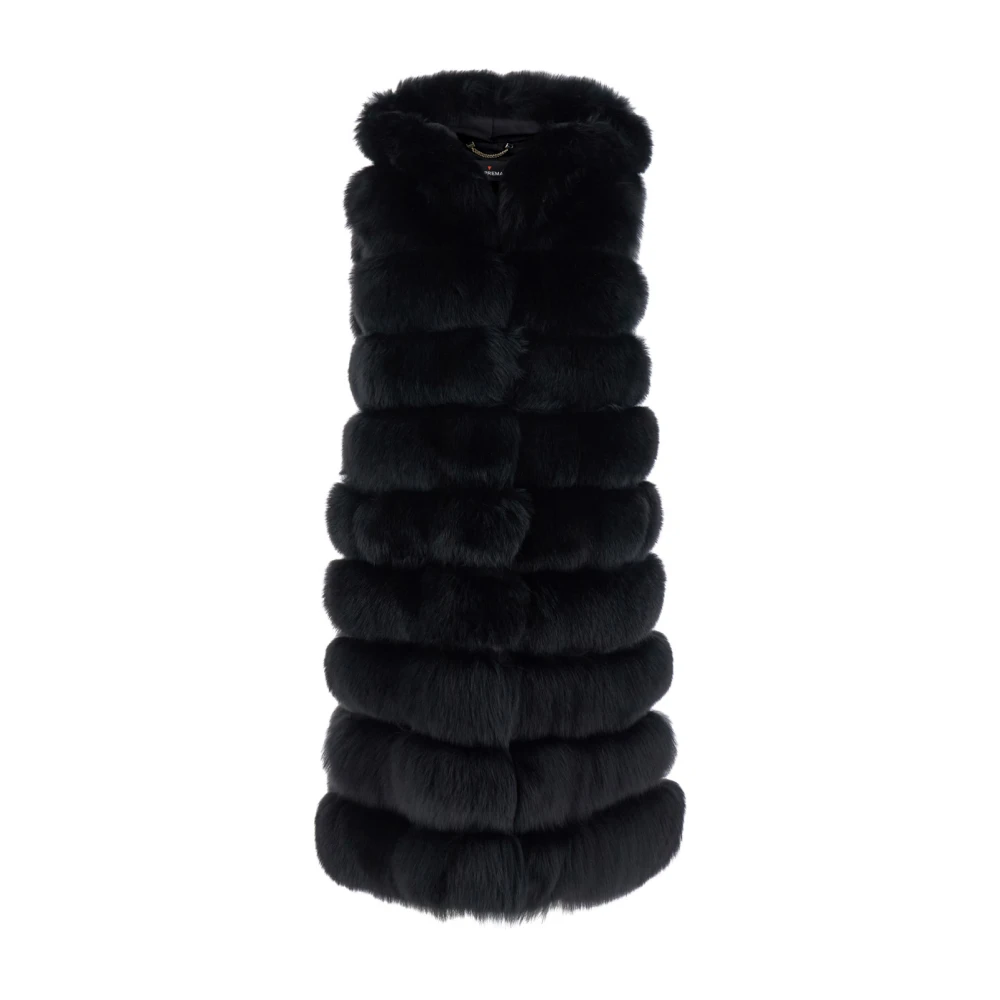 Suprema Svart Räv Gilet Kappa Black, Dam