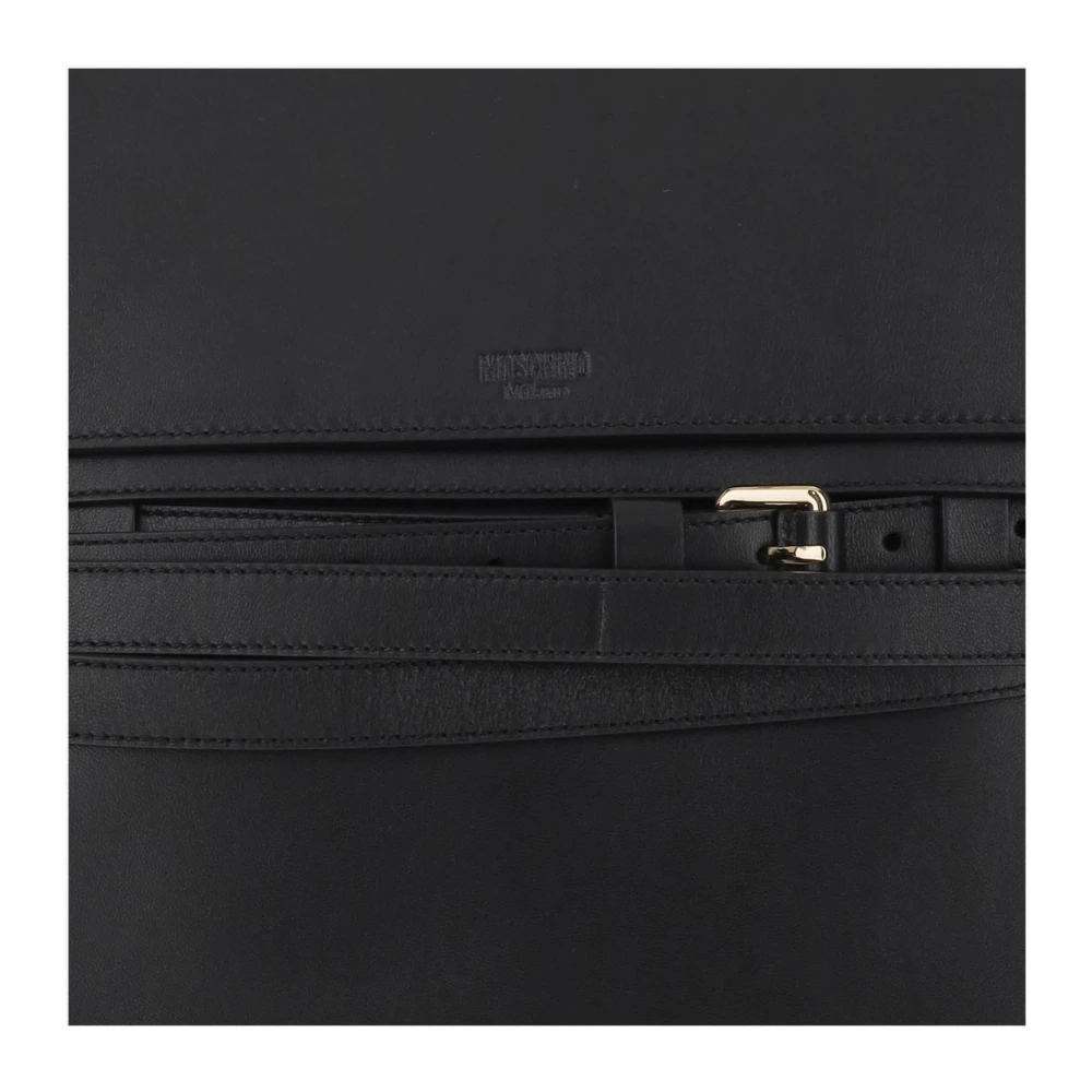 Moschino Schoudertas van schapenleer Klep sluiting Black Dames