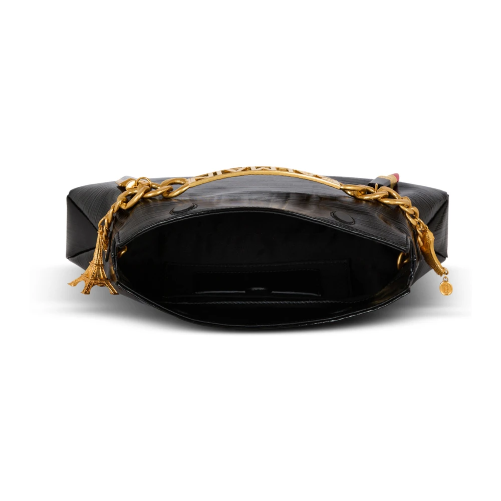 Balmain 1945 Zachte clutch in gestreept lakleer Black Dames
