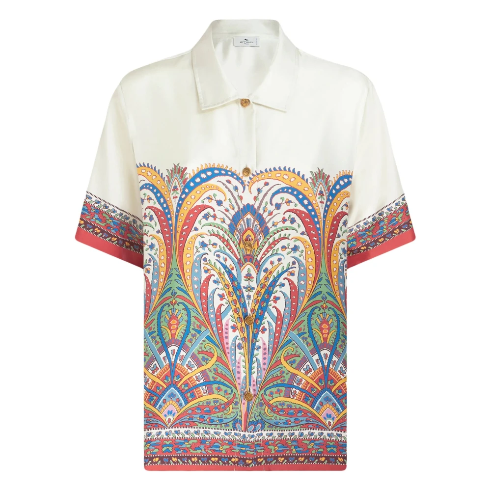 Etro Women's Multicolor Shirts, Xs, Casual Short Sleeve Silk Shirt