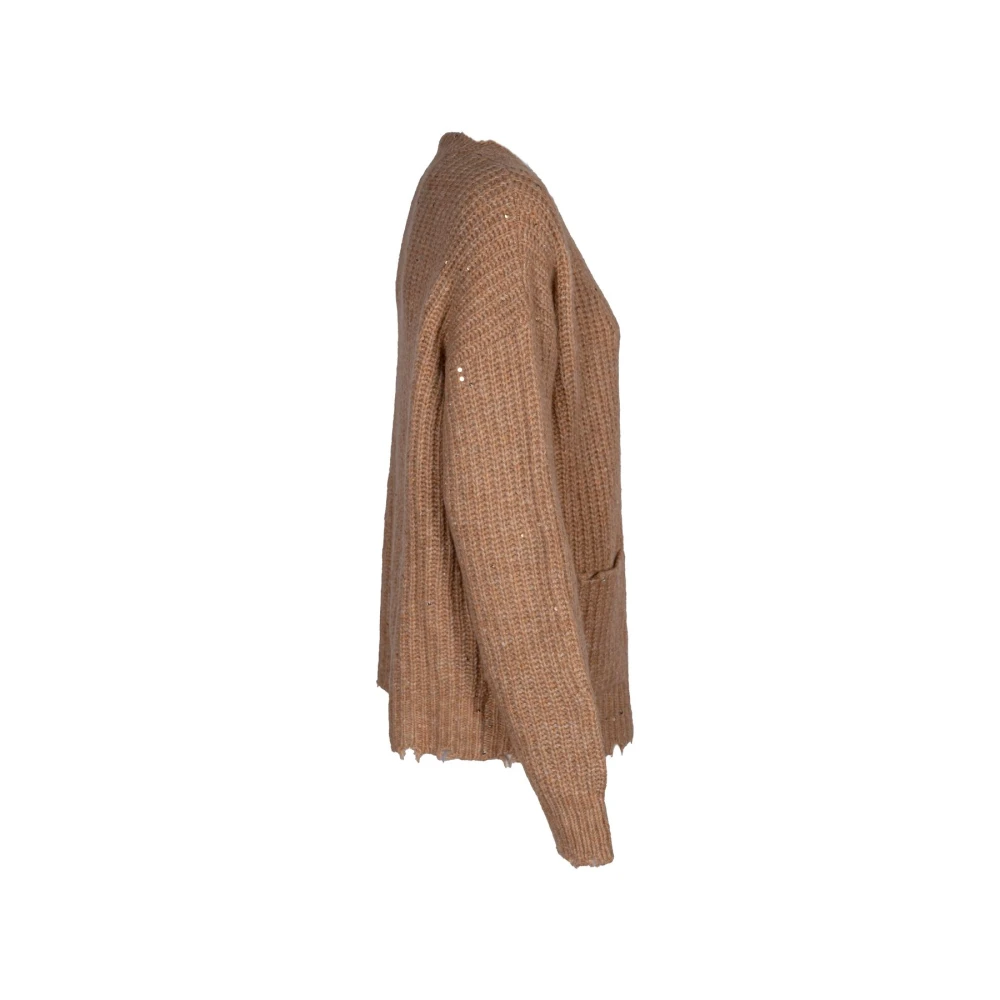 Laneus Damesvest met Vernietigd Detail Brown Dames