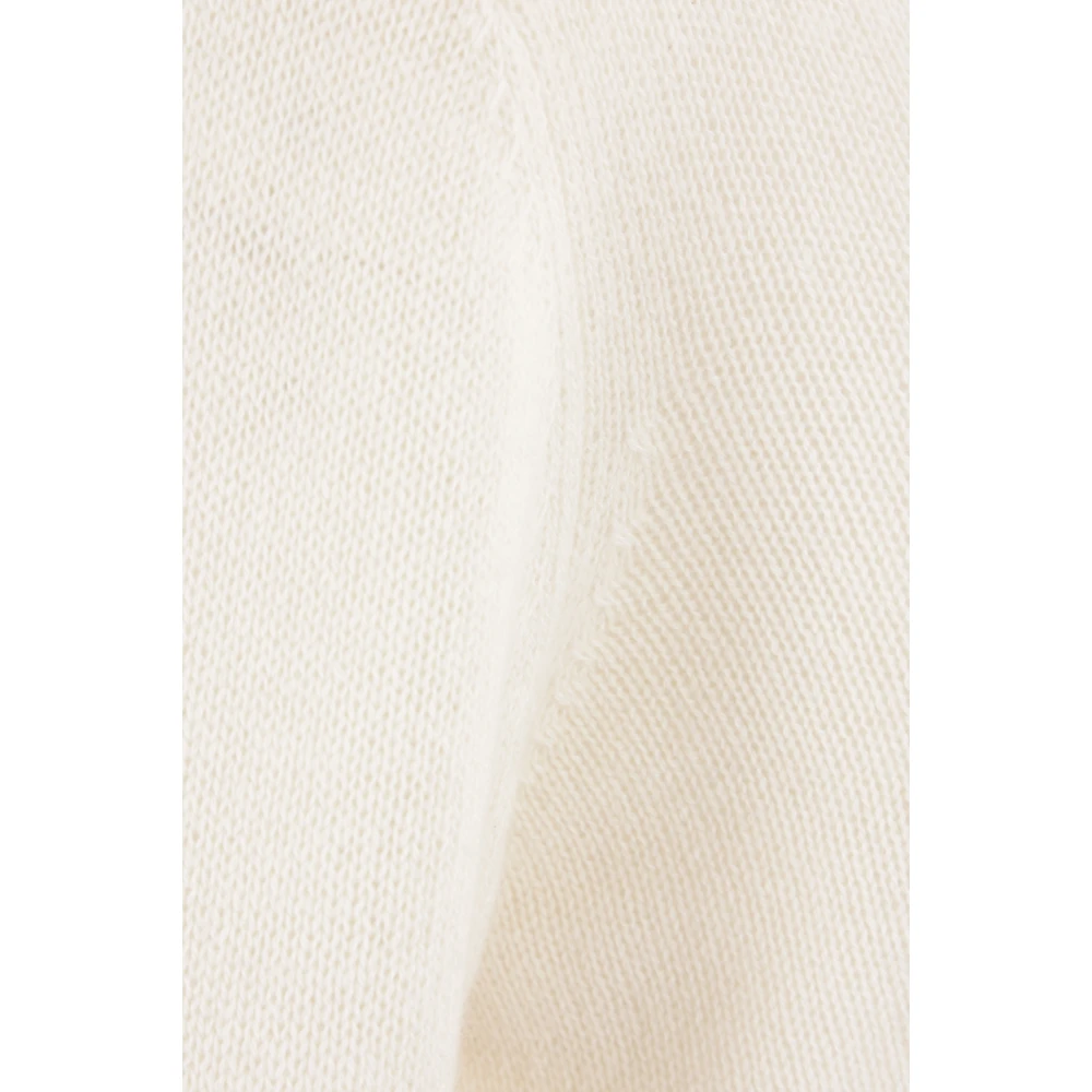 allude Kasjmier Ivoor Trui Geribbelde Zoom Beige Dames