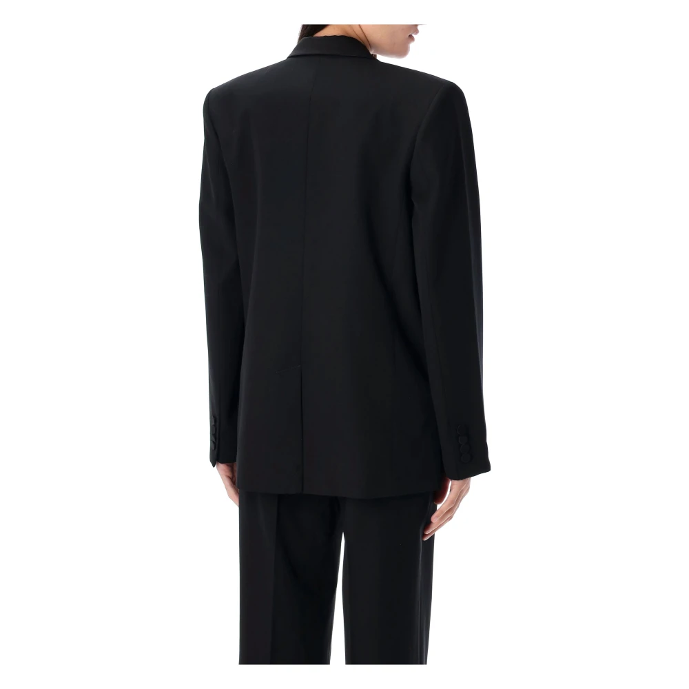 Anine Bing Zwarte Wol Ross Blazer Jas Black Dames