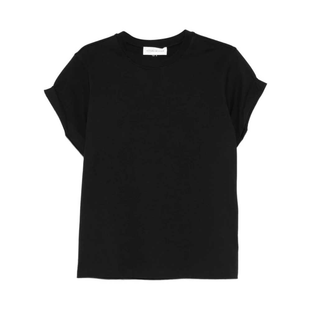 Victoria Beckham Black Cuffed T-Shirt - Female - T-Shirts - S - Tops