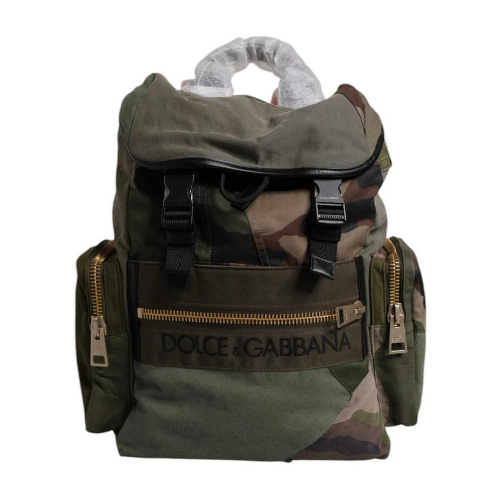Dolce & Gabbana , Backpacks, Unisex, Green, One Size, Patchwork Travel Backpack - Image 3