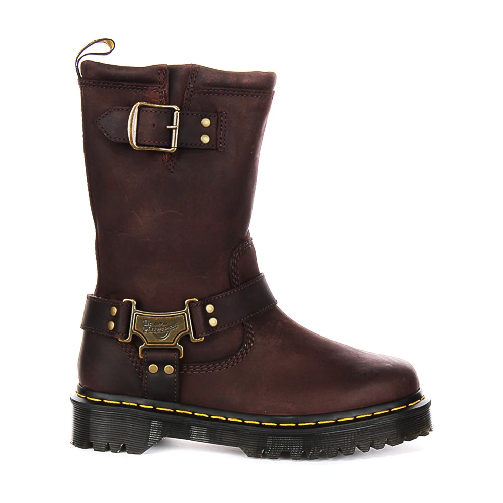 Dr. Martens Women's Brown High Boots, 10 Uk, Anistone Hi Tumbled Nubuck Biker Boots