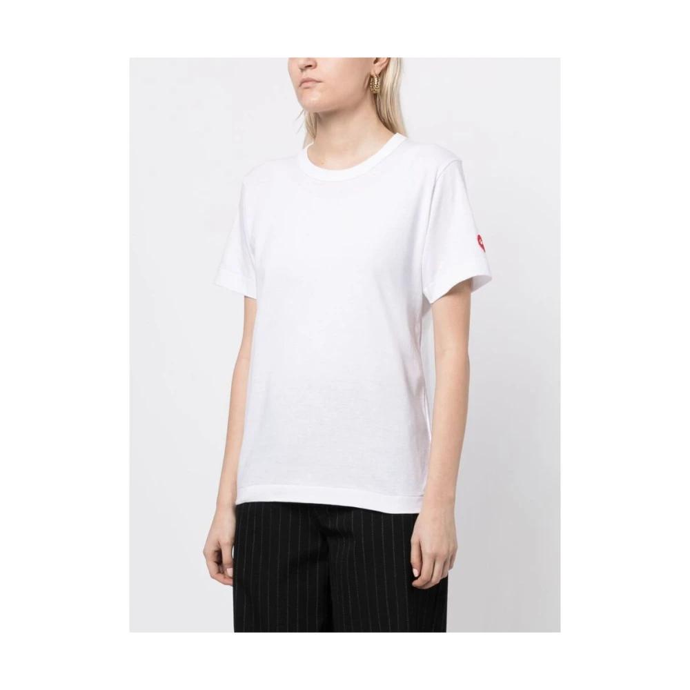 Comme des Garçons Play Logo Patch Katoenen T-Shirt White Dames