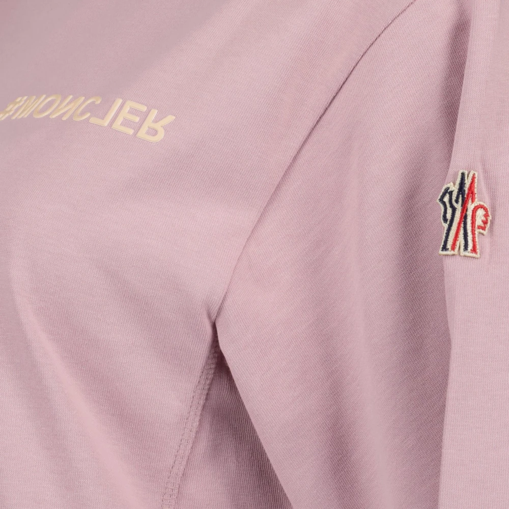 Moncler Logo Oversized Ronde Hals T-shirt Pink Dames