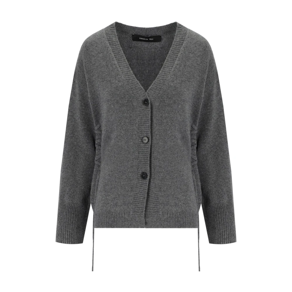 Federica Tosi Grijze Wollen Vest met Kant Gray Dames