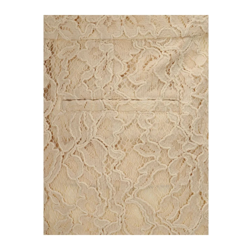 Zimmermann Wijde katoenen broek met geperforeerd kant Beige Dames