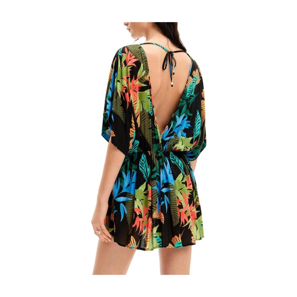 Desigual Zwarte Viscose Korte Jurk voor de Zomer Multicolor Dames