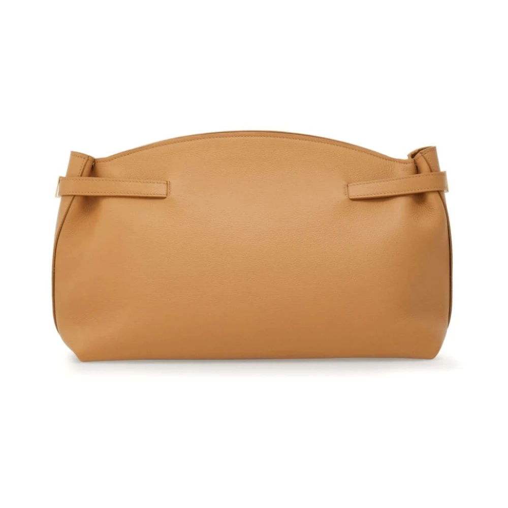 Salvatore Ferragamo Lichtbruine Gehamerde Leren Schoudertas Brown Dames