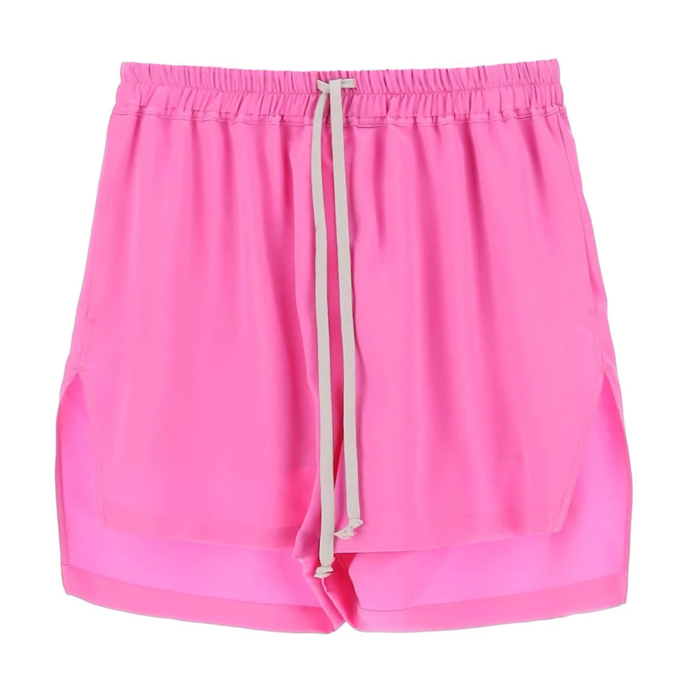 Rick Owens Zijden satijnen shorts met elastische tailleband Pink Dames