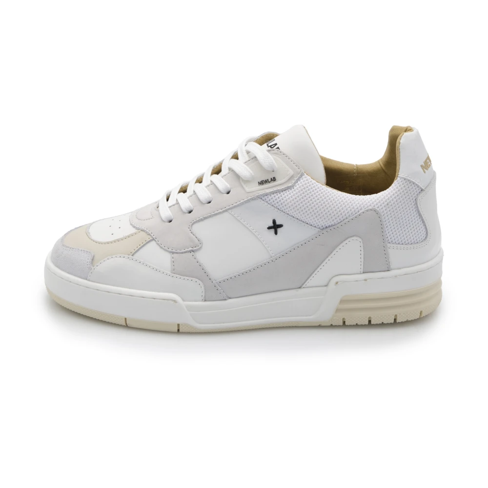 Newlab Witte Leren Sneaker met Nubuck Heren Schoenen