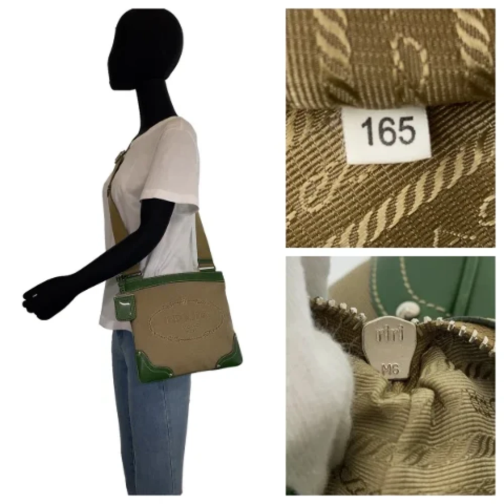 Prada Vintage Pre-owned Canvas prada-bags Beige Dames