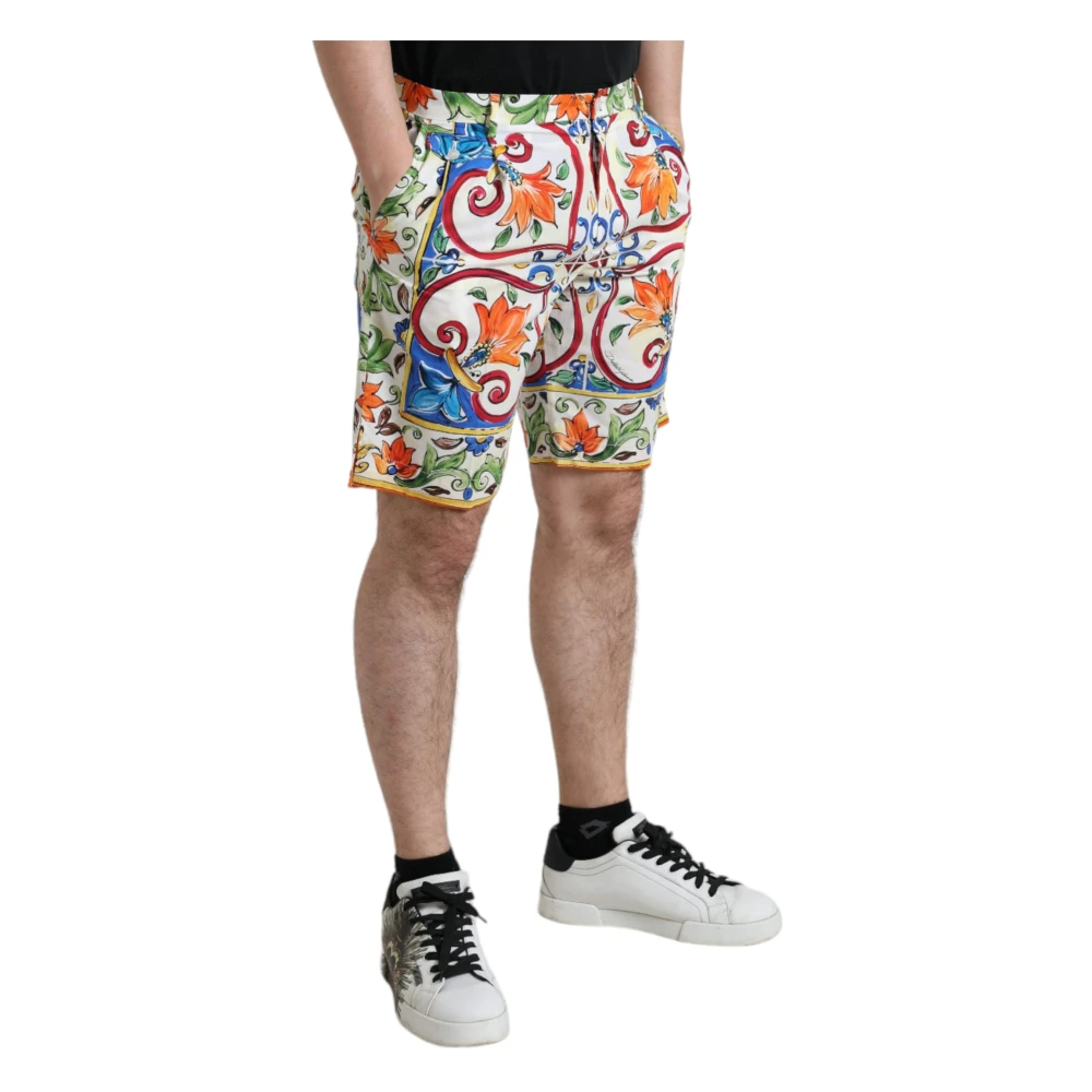Dolce & Gabbana Luxe Majolica Print Bermuda Shorts Multicolor Heren