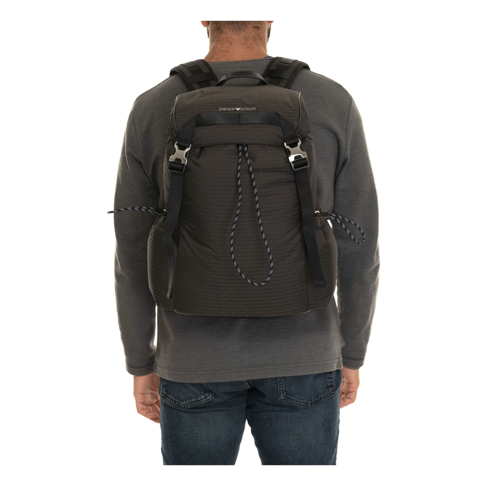 Emporio Armani Rugzak met Logo Print en Voor Sluiting Green Heren
