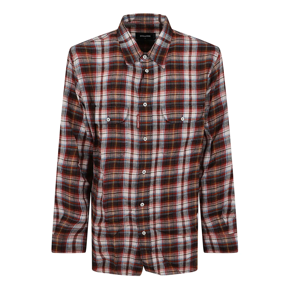 Dsquared2 Multicolor Casual Shirts, Male, L, Canadian Vintage Linen Shirt