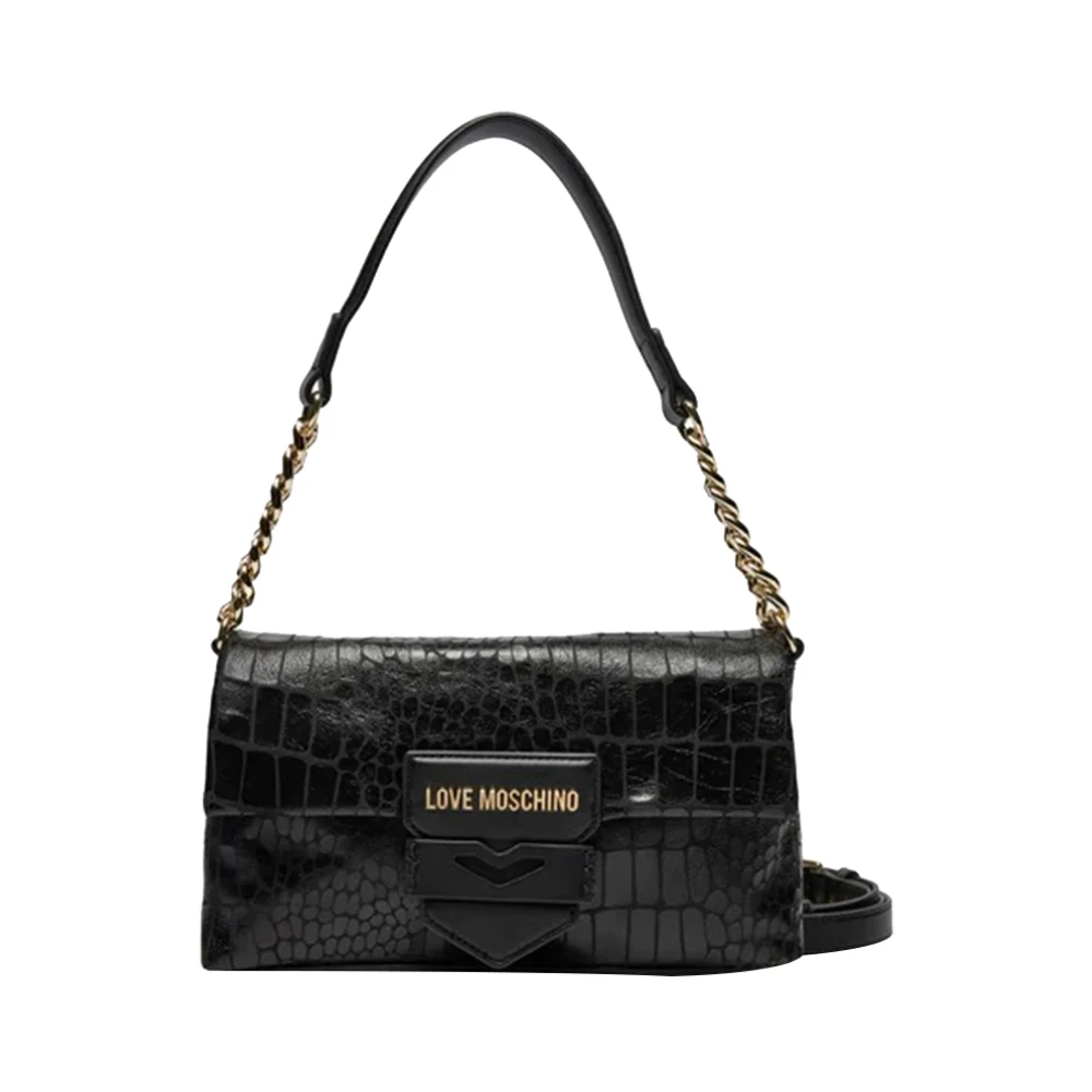 Moschino Elegante Zwarte Schoudertas Black Dames