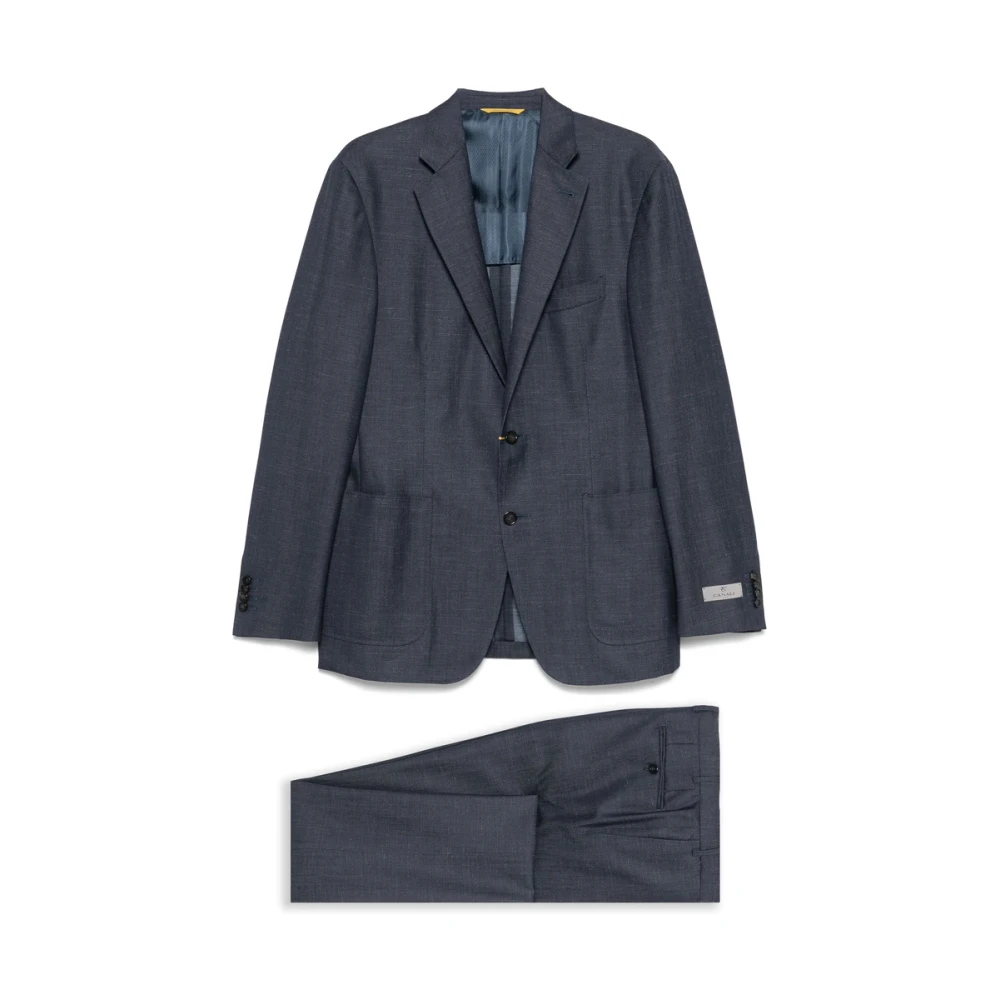 Canali Navy Blue Suit met knoopsluiting Blue Heren