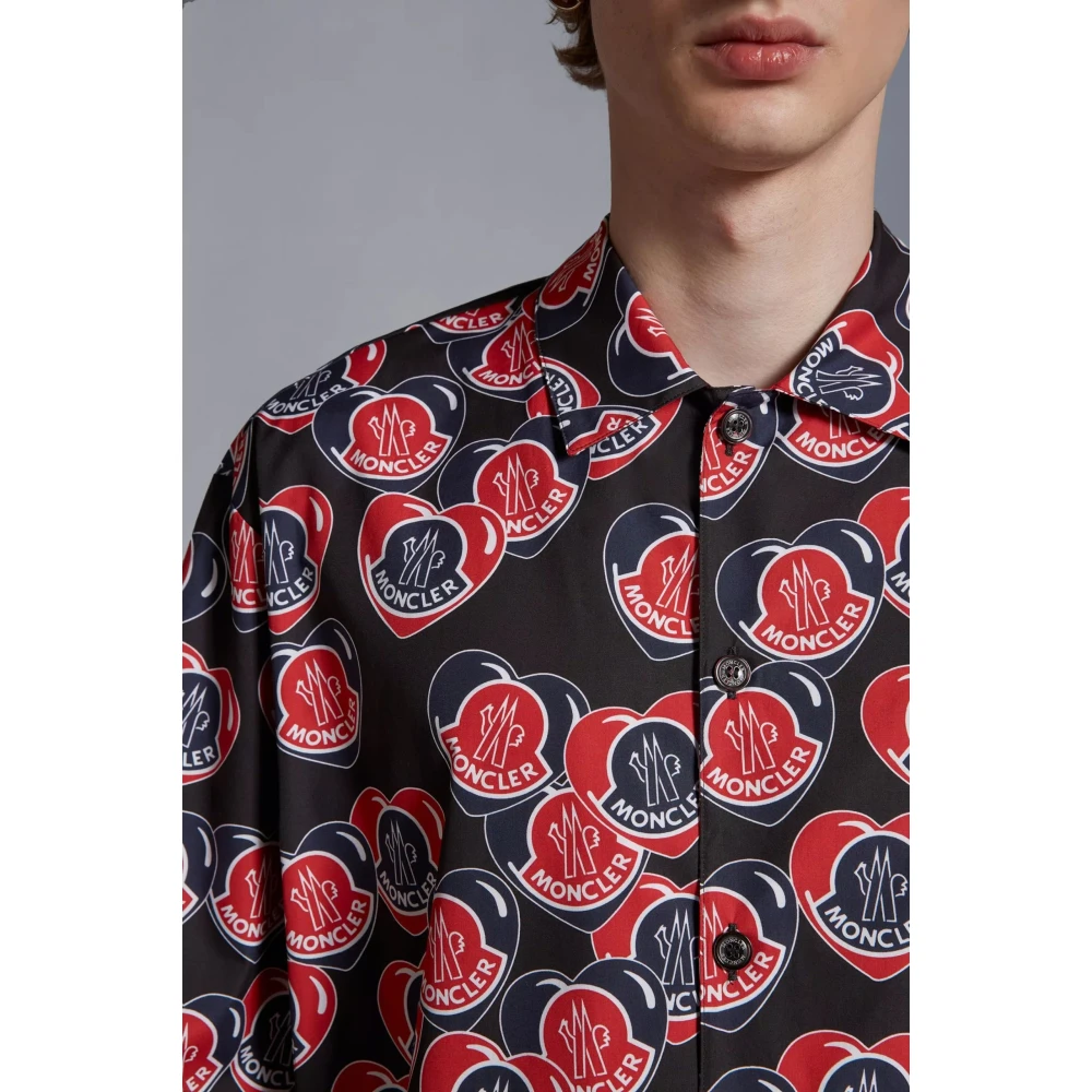 Moncler Hart Print Blauw Rood Overhemd Multicolor Heren