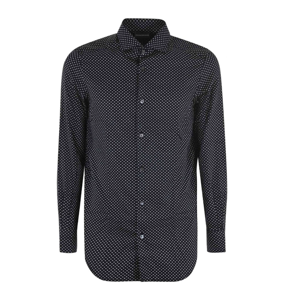Emporio Armani Blå Regular Fit Skjorta Med Örnprint