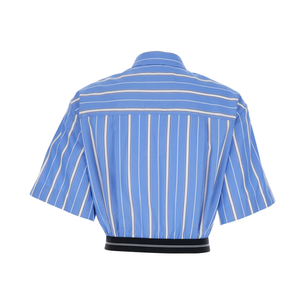 Msgm Lichtblauwe Gestreepte Crop Shirt Vrouw Blue Dames