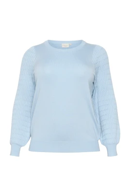 Celestial Blue Stickad Tröja med Puffärmar