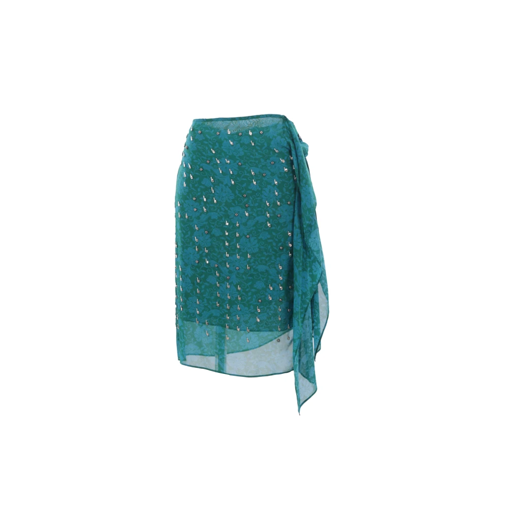 Dries Van Noten Georgette geborduurde midi-rok Blue Dames