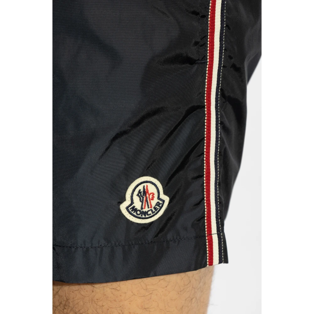 Moncler Zwembroek met logo Blue Heren