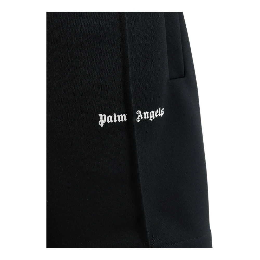 Palm Angels Zwarte Jersey Bermuda Shorts met Logo Print Black Heren