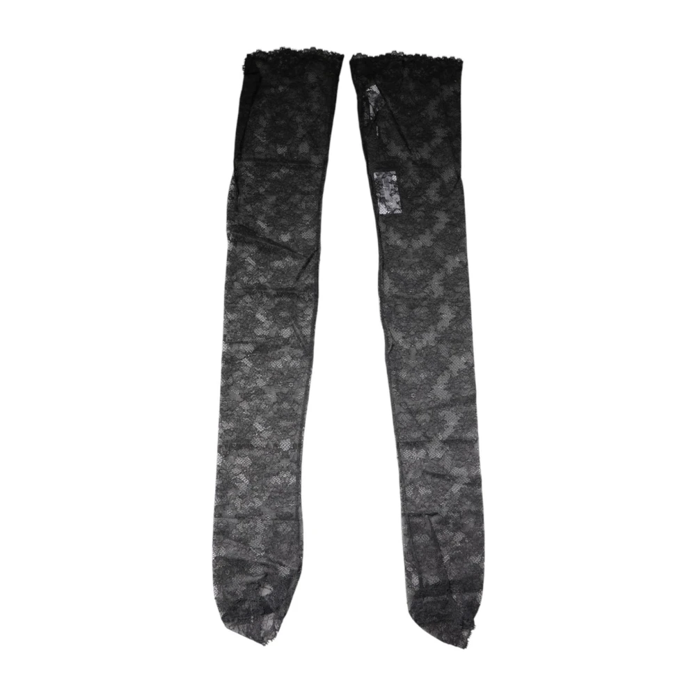 Dolce & Gabbana Women's Black Gloves, One Size, Floral Lace Gloves Stylish Stockings