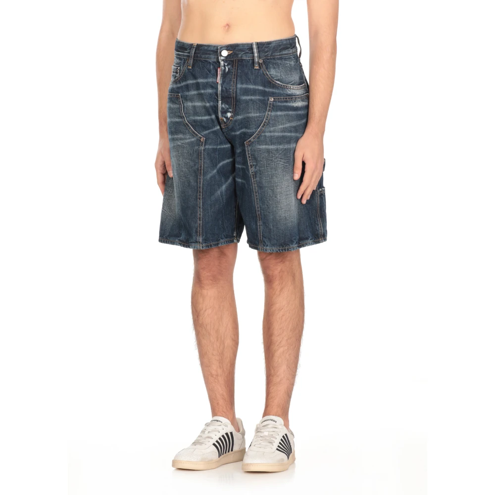 Dsquared2 Blauwe Katoenen Shorts met Gescheurde Details Blue Heren