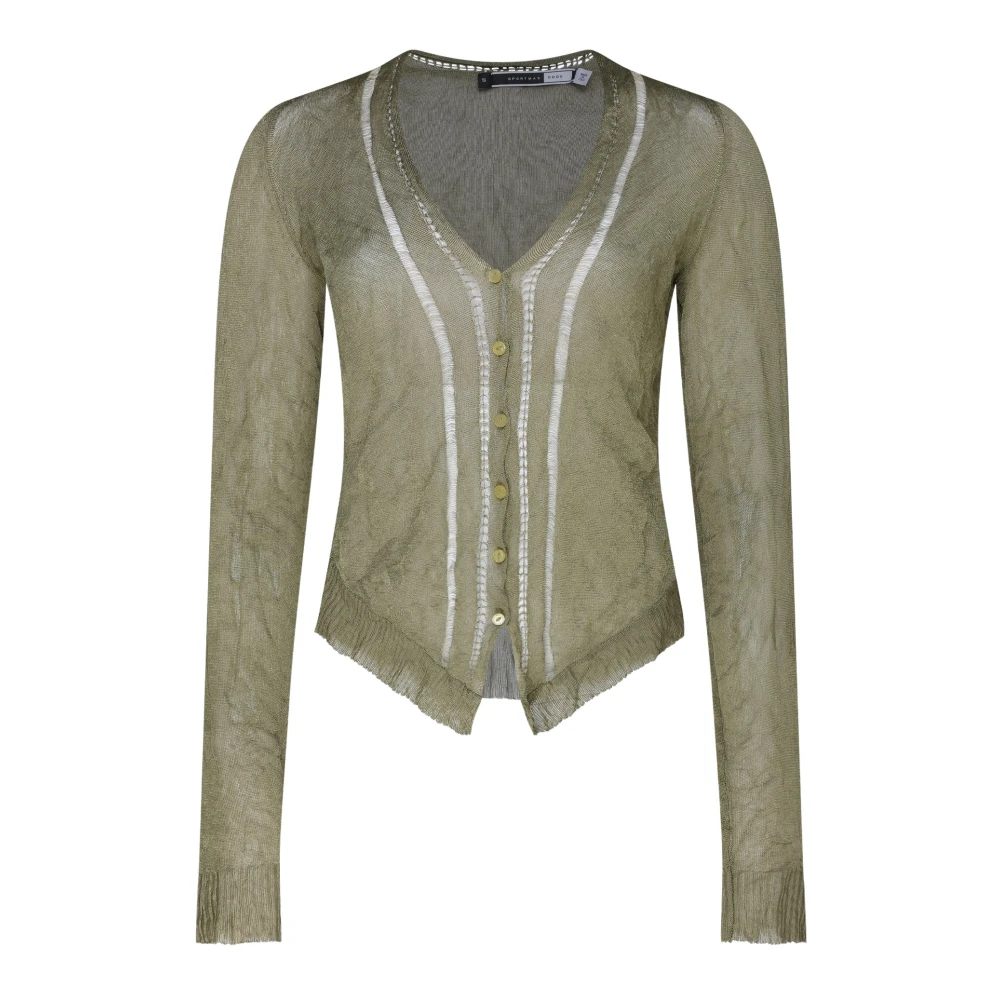 SPORTMAX Groene Cardigan met Transparante Details Green Dames