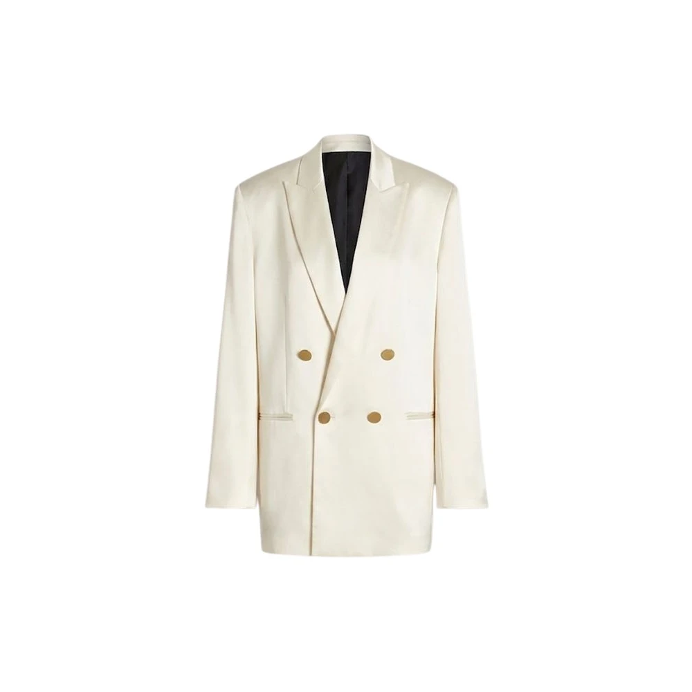Alberta Ferretti Beige Double-Breasted Satin Blazer - Female - Blazers - Xs - Jackets