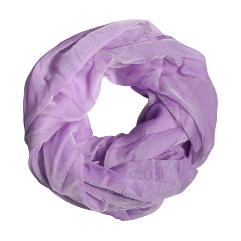 Dolce & Gabbana Purple Silk Scarves, Female, One Size, Luxurious Silk Logo Wrap Shawl Scarf