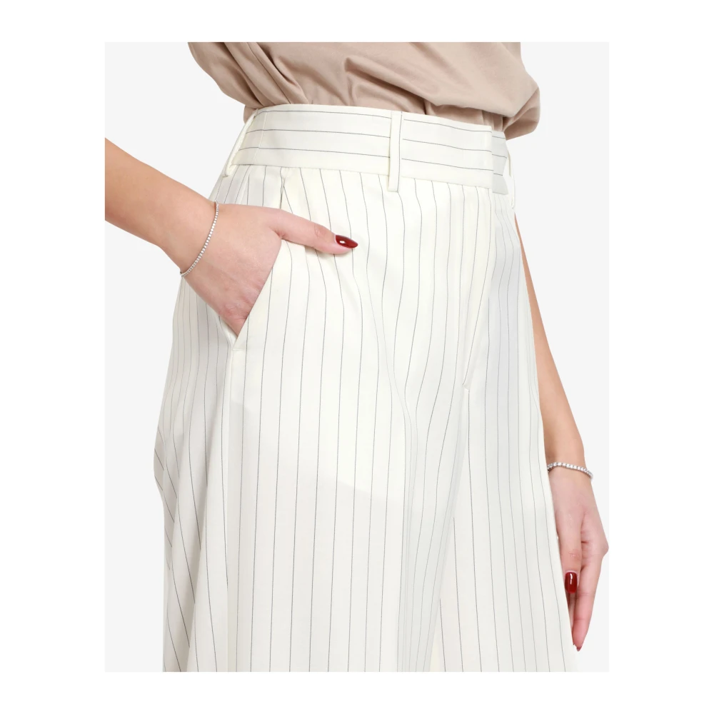Msgm Witte broek met hoge taille en wijde pijpen White Dames