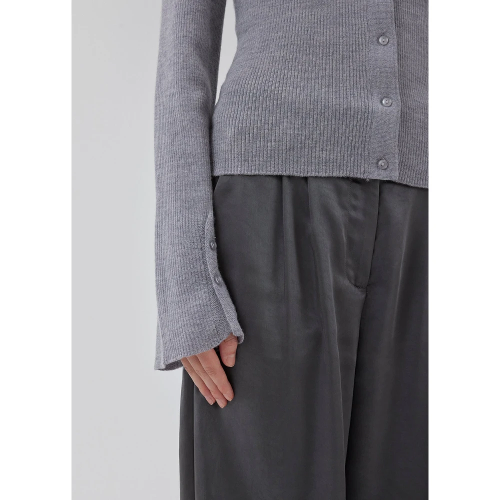 Modström Grijze Melange Cardigan met Uitlopende Mouwen Gray Dames