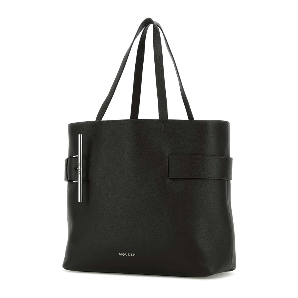 alexander mcqueen Zwarte leren T-Bar winkeltas Black Dames