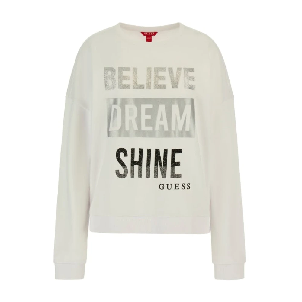 Guess Logo Cotton Sweatshirt White Heren