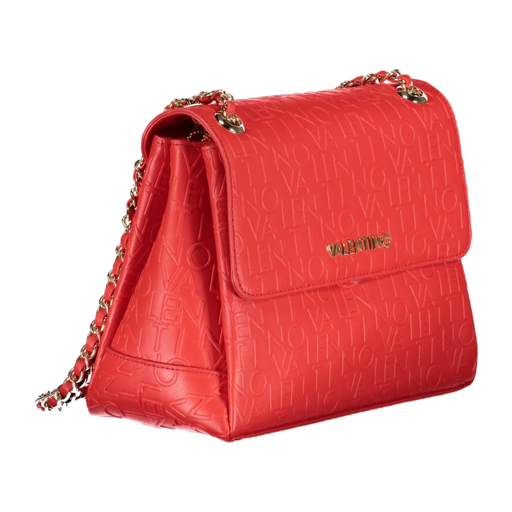 Valentino by Mario Valentino Rode Schoudertas met Ketting en Rits- en Knoopsluiting Red Dames